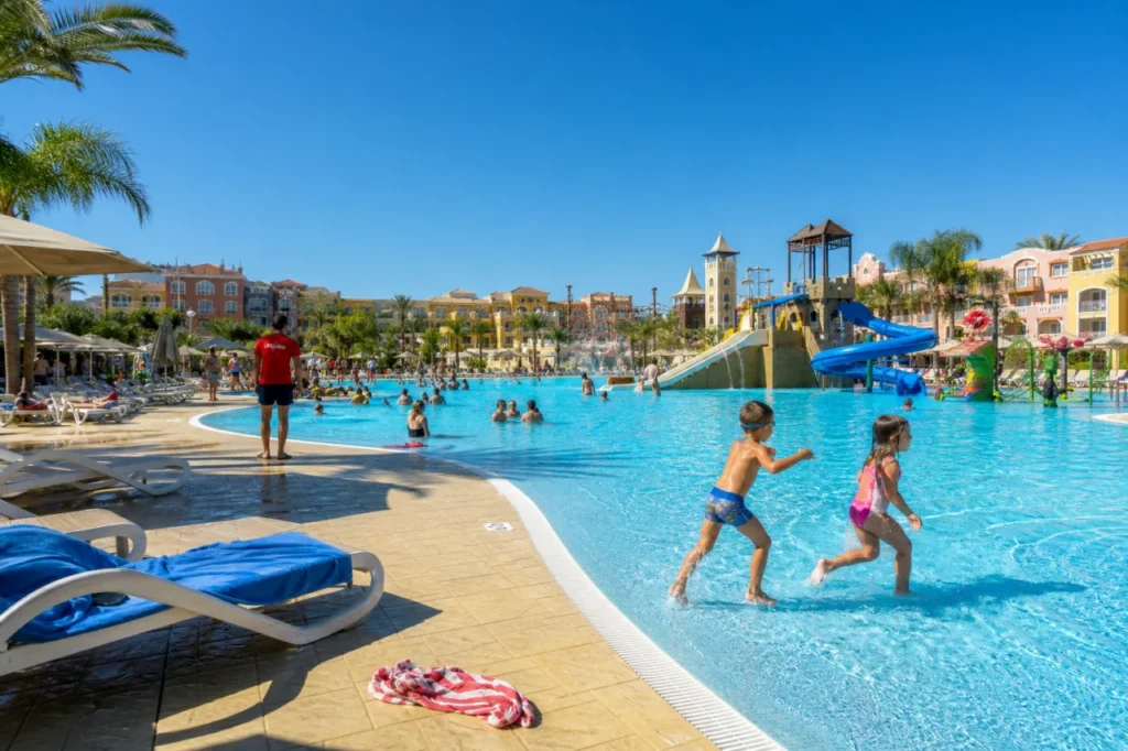 Compare all-inclusive resorts with water parks in Europe.